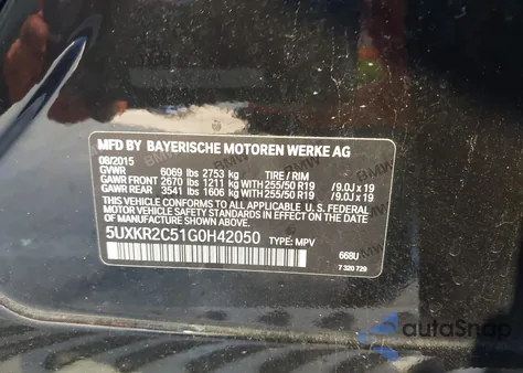 2016 BMW X5 Sdrive35I z USA, uszkodzony, nr VIN 5UXKR2C51G0H42050